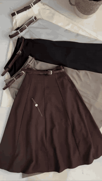 تنوره بحزام جلد • دبل كلوش • مقاسات ٣٨-٤٨