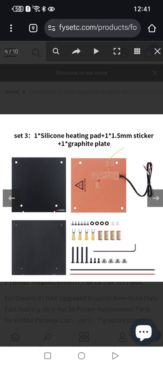 السلام عليكم خاص ب creality k1 max
السعر 150 الف كامل مع المغناطيس و الهيتر و قطعه الكرافيت 
هيت باد كامل مصنوع من الكرافيت يكون بوزن القطعه الاصليه لكن بالحراره ما يتغير شكله وبهذا يحافض على المش لفلنك
خاصه بطابعات k1 تكون بيها مشكله اثناء طباعه ABS بس بقطعه الكرافيت مراح يصير هلشي لان يتحمل حراره


**إذا كنت صاحب هذا الإعلان وتريد حذفه لأي سبب، رجاءا أرسل رسالة إلى الدعم الفني**