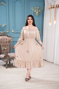 فستان ساحلي • زبدة تركي • فري سايز ١١٠ك