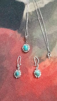 محبس فضة ٩٢٥ • سيت تراجي • قلادة فيروز