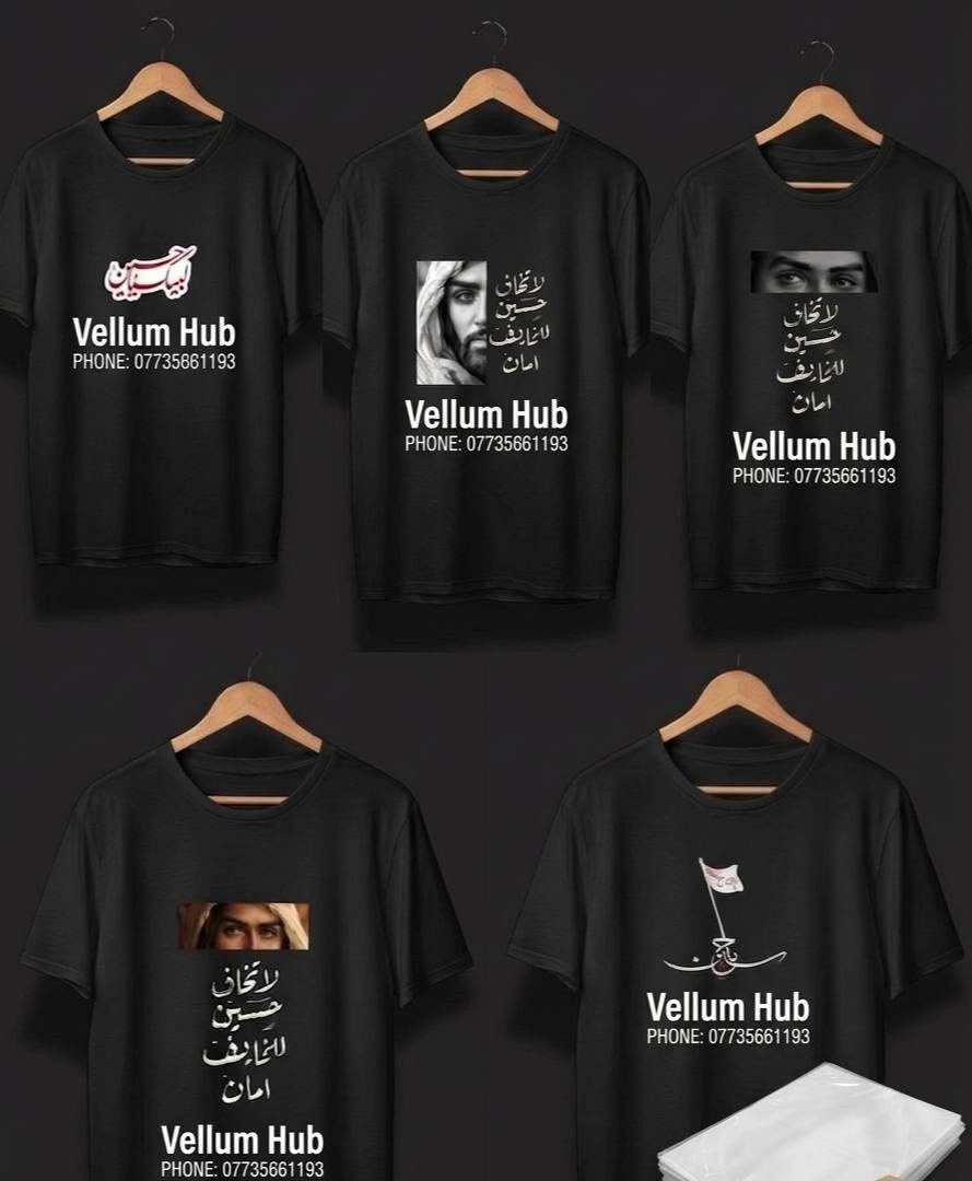 تشرّفنا بخدمة الشعائر الحسينية، ووفرنالكم تشكيلة تيشيرتات تليق بهالأيام. 🖤
في Vellum Hub، نهتم بكل التفاصيل، لذا جهزنا لكم تيشيرتات بخامة قطنية أصلية، توفر لكم راحة تامة ومظهر مرتب بكل المواقف.
خدماتنا:
نجهز طلبيات خاصة للمواكب الحسينية (جملة) بتصاميم موحدة ومميزة.
متوفر عندنا أيضاً بيع مفرد لكل اللي يحب يقتني قطعة خاصة به.
✅ خامة قطنية 100%، ناعمة ومريحة.
✅ تصاميم حصرية وبدقة عالية.

للطلب، أو للاستفسار عن طلبيات المواكب، راسلونا مباشرة:
📞 ***********
خدمة التوصيل متوفرة لكل المحافظات.
Vellum Hub.. حيثُ يُصبحُ الذوقُ رسالة

