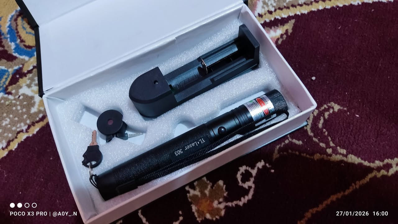 ليزر أخضر طراز 303:
قوي للغاية وقابل لإعادة الشحن.

يصل مداه إلى 6000 متر أو أكثر.

يحتوي على مفتاح للأمان لمنع الأطفال من استخدامه.

يأتي برأس مدمج لتحديد حجم النقطة ورأس خارجي بأشكال متعدد

 سماعات أذن لاسلكية حول الرقبة من itel: 

وقت التشغيل: توفر ما يصل إلى 48 ساعة من تشغيل الموسيقى.

التصميم: تتميز بتصميم مريح وخفيف الوزن.

الاتصال: تستخدم تقنية البلوتوث اللاسلكية.

الميزات الإضافية: مزودة بميكروفون مدمج.

سماعه رقبه اخذته قبل سبوعين ستعملتها مرتين وصوت كلش قوي وبيه 3 درجات صوت رايدها 25 الف نهايتها 

ليزر اخضر قبل سبوع اخذته 10 الاف نهايته 

رقمي ‏‪0782 734 6466‬‏

المكان قضاء المدينه ابو غريب شارع العالي
