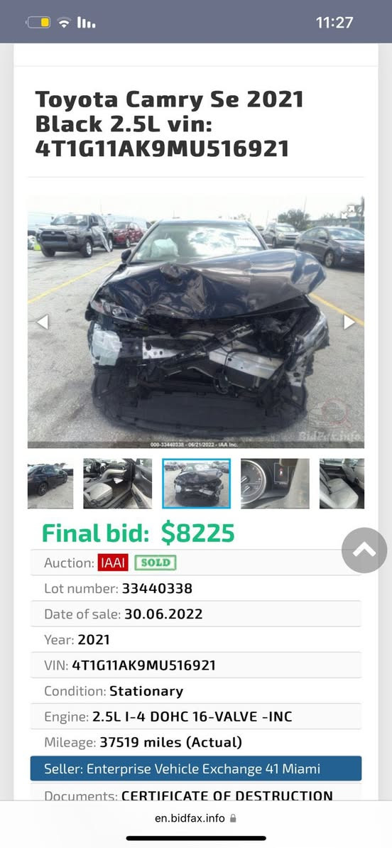 كامري 2021se
حادثه بنيد مبدل وباب بارد اثر النقل
محرك 2500
سعر 190وبيه مجال

العنوان بابل الحله 
***********
