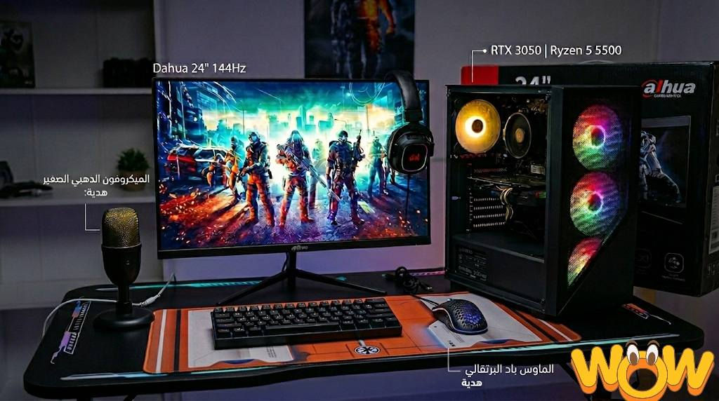 🚀 للبيع: تجميعة قيمنق متكاملة (Full Setup)
​السلام عليكم.. متوفر تجميعة ألعاب وأداء عالي "ست أب كامل" بملحقات احترافية،(نظيف جداً ومفحوص بالكامل).
​💻 مواصفات الجهاز (PC Specs):
​المعالج: AMD Ryzen 5 5500 (أداء سريع وقوي للألعاب والبرامج).
​كرت الشاشة: NVIDIA RTX 3050 (8GB VRAM) - يدعم تقنيات الـ Ray Tracing والـ DLSS.
​الرام: 16GB DDR4 (سلاسة تامة في التنقل واللعب).
​التخزين: SSD M.2 NVMe 256GB (للنظام) + هارد HDD 1TB (للمساحة الإضافية).
​الباور سبلاي: Warrior (اعتمادية عالية).
​الكيس: Case Vento (تصميم عصري وإضاءة RGB مميزة).
​🖥️ الشاشة والملحقات:
​الشاشة: Dahua 24 Inch FHD بتردد 144Hz (سلاسة خرافية واستجابة سريعة للألعاب).
​الملحقات: كيبورد قيمنق + ماوس قيمنق + سماعة رأس (Headset).
​🎁 هدايا إضافية (مجانية مع الست أب):
​مايكروفون احترافي (Professional Mic): صوت نقي جداً للبث والتسجيل.
​ماوس باد احترافي (Professional Mouse Pad): حجم كبير يغطي مساحة المكتب.
​📝 تفاصيل إضافية:
​الحالة: الجهاز بحالة شبه جديدة تماماً
​الأداء: الجهاز جاهز ومفحوص ويشغل أقوى الألعاب (Warzone, PUBG, GTA V) بفريمات عالية.
​الموقع: بغداد - الحسينية.
​💰 السعر المطلوب: 1,500,000 دينار (مليون ونصف).
​📞 للتواصل والاستفسار:***********
