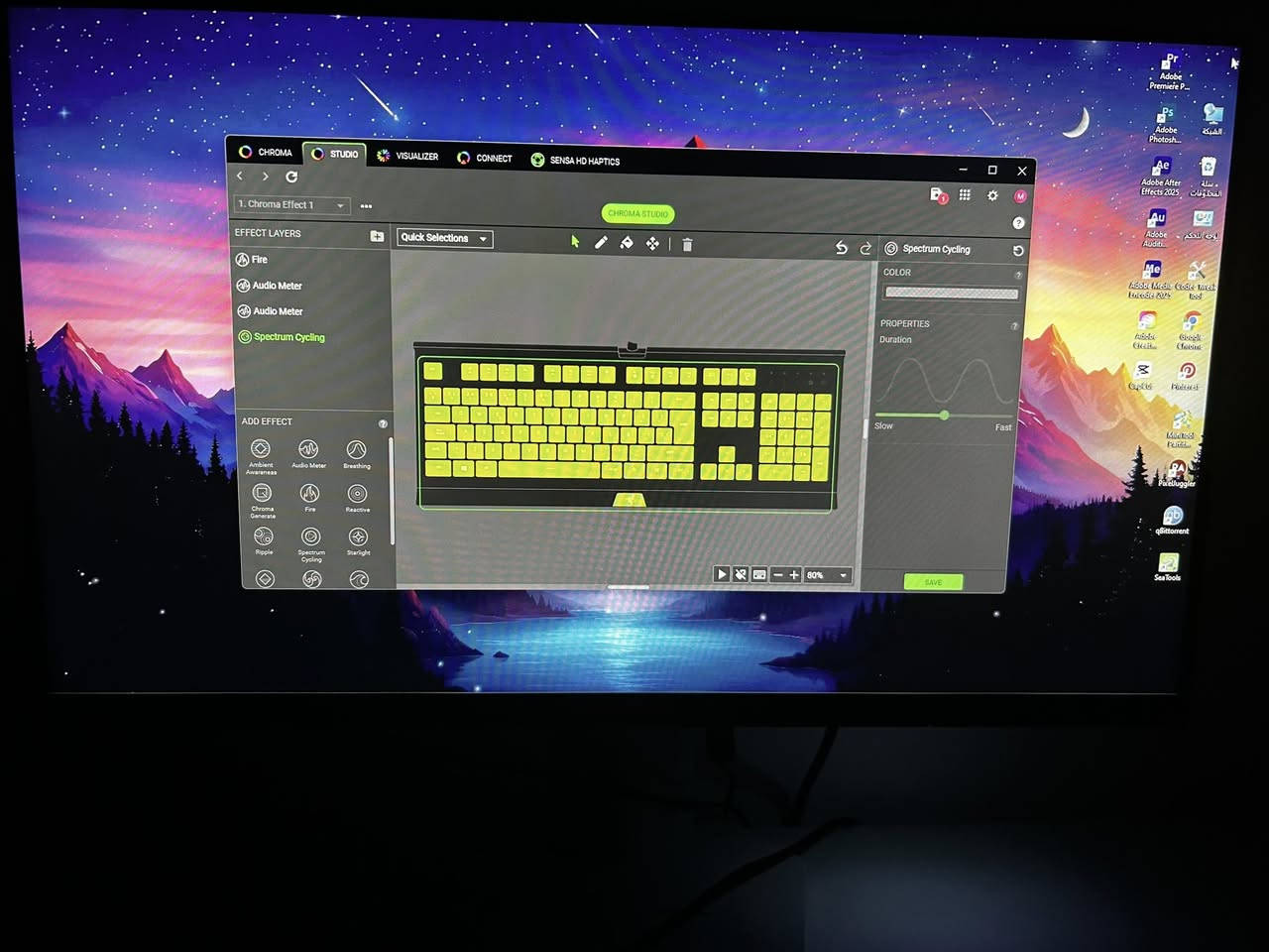 للبيع: كيبورد Razer Cynosa Lite (أصلي)
أهم المواصفات:
• إضاءة RGB كاملة: مدعوم بنظام Razer Chroma بأكثر من 16 مليون لون.
• تفاعل مع الصوت: ميزة Visualizer تخلي الإضاءة تتحرك مع الموسيقى والألعاب.
• تحكم كامل: يتصل ببرنامج Synapse 4 لتغيير الألوان وبرمجة الأزرار.
• Gaming Mode: خاصية قفل زر الويندوز لمنع الخطأ أثناء اللعب.
• أداء احترافي: يدعم ميزة Snap Tap لسرعة استجابة خرافية في ألعاب الشوتر.
الحالة: نظيف جداً
العنوان بغداد 
 رقم ***********
