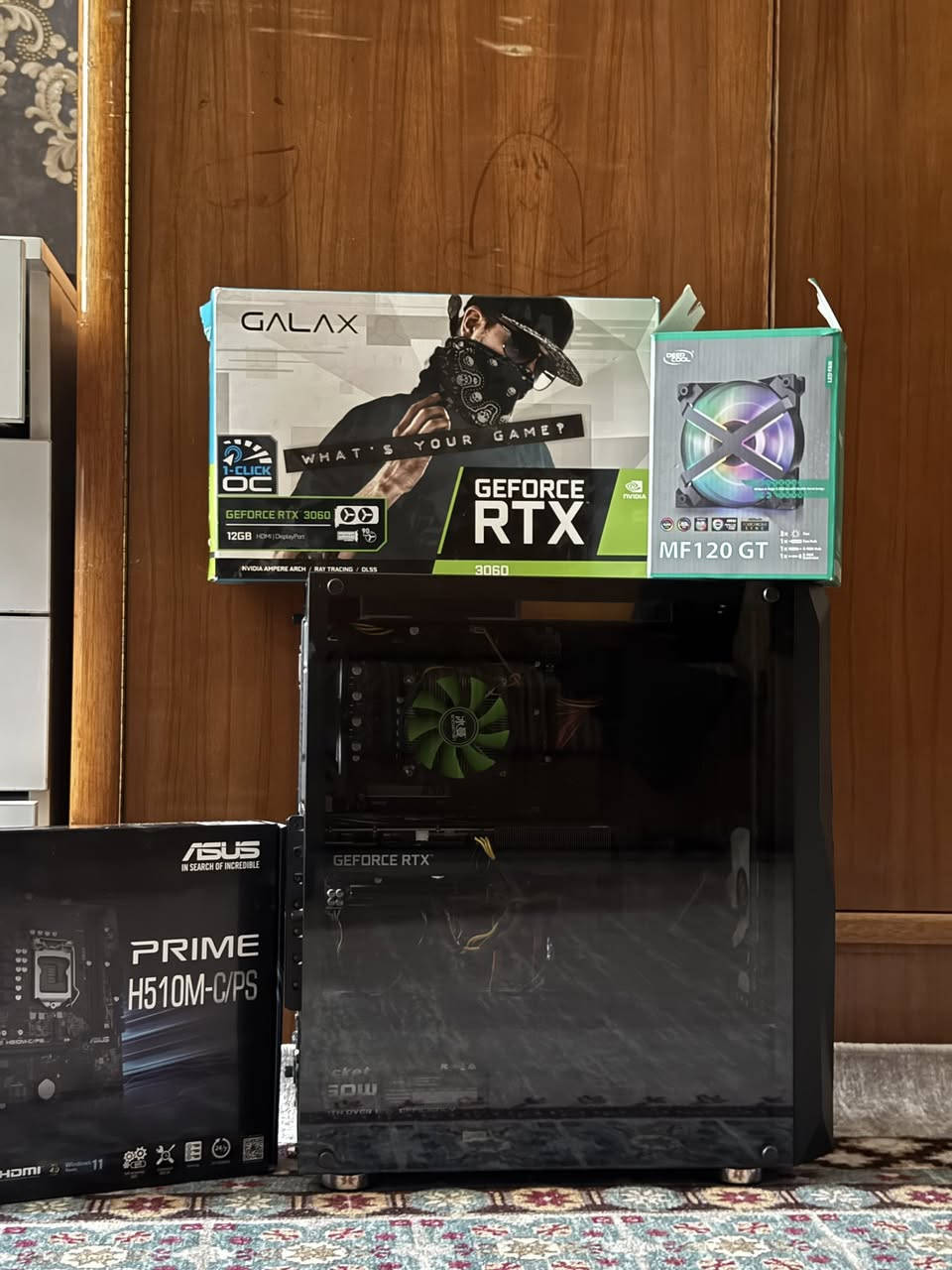 العزيزة للبيع
MB: Asus Prime H510M-C/PS

Cpu: I5 11400f

Gpu: GALAX RTX3060(12g) Oc

Ram: Bullet 16

Ssd: 512g sata

HDD: 2tera (wd)

Ps: Rocket 650w 

الكيس مثبت بي خمس مراوح 

تلاثه منهن من ديب كول اداءهن وشكلهن كلش حلو 

(اداء التجميعة متوازن وفوق المتوسط باغلب الالعاب فريمات تعبر ال 60 بأريحية وحتى 2k ممكن تشغل بس لازم تعدل بالاعدادات)

السعر 850 الف
مكاني ميسان وعندي توصيل


**إذا كنت صاحب هذا الإعلان وتريد حذفه لأي سبب، رجاءا أرسل رسالة إلى الدعم الفني**