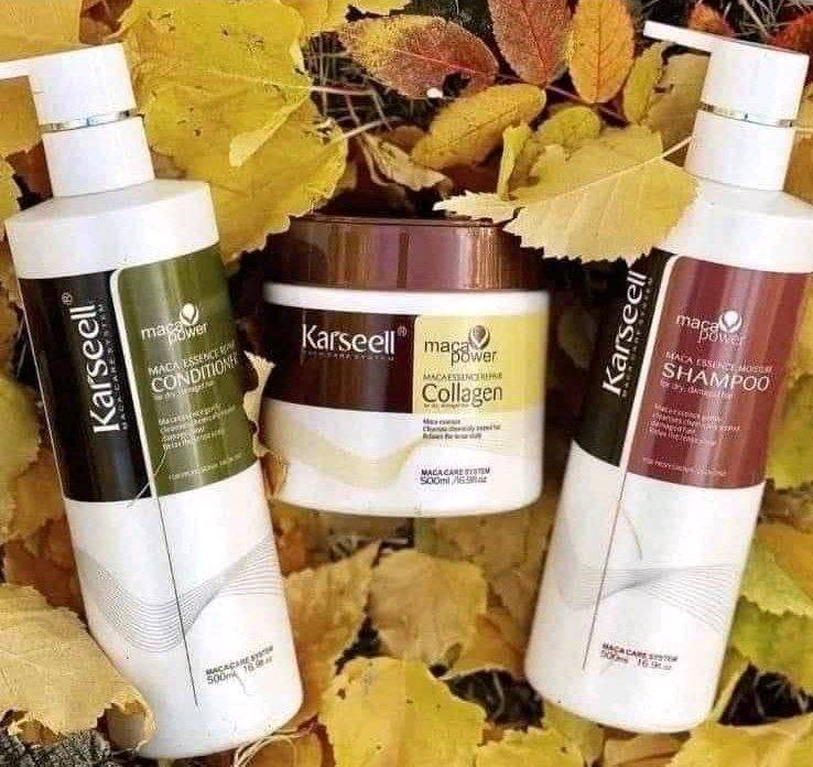 مجموعة العناية بالشعر من كارسيل الإيطالية 🇮🇹💯Karseell Maca Care System، والتي تتكون من شامبو + بلسم + ماسك الكولاجين  ، حلاً مخصصاً لإصلاح الشعر الجاف والتالف كيميائياً، وهي غنية بمكونات طبيعية مثل مستخلص الماكا وزيت الأرغان والكولاجين والأعشاب. 

الفوائد الرئيسية
✔️ تساعد المكونات الغنية، خاصة زيت الأرغان وفيتامين E، على ترطيب الشعر بعمق ومنع الجفاف.
✔️وتعمل تركيبة الكولاجين على إعادة بناء وتقوية بنية الشعر من الداخل، مما يقلل من التقصف ويحسن المرونة.
✔️ تمنح المجموعة الشعر نعومة فائقة ولمعاناً جذاباً، وتساعد في التحكم بالتطاير.
✔️ يوفر حماية من أضرار الأشعة فوق البنفسجية والحرارة الناتجة عن التصفيف والعوامل البيئية.
✔️ على الرغم من أنها مثالية للشعر الجاف والتالف، إلا أنها مناسبة لجميع أنواع الشعر، بما في ذلك الشعر المصبوغ والمعالج كيميائياً. 
✔️تحتوي المنتجات على مزيج من المكونات المختارة بعناية: 
مستخلص الماكا الذي يعزز صحة الشعر ويدعم نموه الصحي.
✔️زيت الأرغان يرطب ويغذي الشعر بعمق ويمنحه اللمعان.
✔️والبروتينات المتحللة مثل بروتين القمح والكيراتين، تعمل على تقوية ألياف الشعر وإصلاحها.
✔️هذه المجموعة خالية من الكبريتات والبارابين والفوسفات.
#الاصلي المنشأ إيطالي 🇮🇹💯
سعر البكج الثلاثي الكامل 45مع التوصيل لكافه المحافظات 