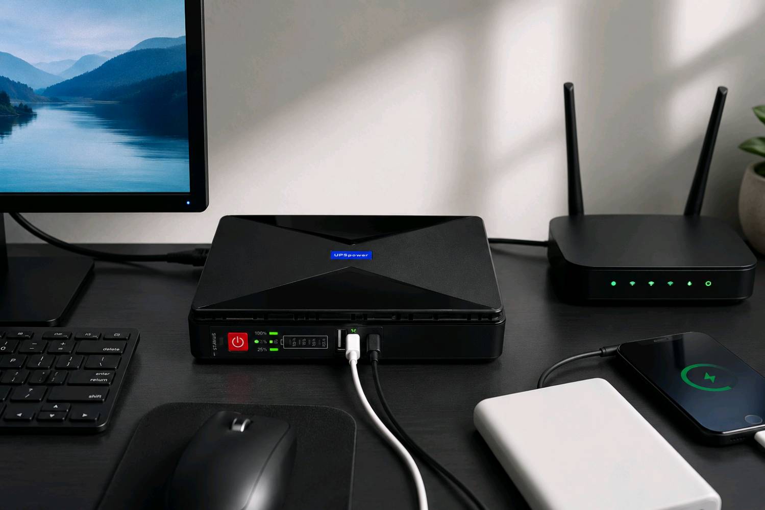 Mini UPS متعدد المخارج 5V/9V/12V مع منفذ POE وبطارية 8800mAh

• وحدة Mini UPS عملية لتوفير طاقة احتياطية للأجهزة المتوافقة عند انقطاع الكهرباء.

• يدعم مخارج متعددة: USB 5V وDC 5V / 9V / 12V.

• مزود بمنفذ POE مع اختيار جهد 15V أو 24V.

• بطارية ليثيوم مدمجة بسعة 8800mAh.

• يعمل بمدخل كهربائي واسع 85–260Vac بتردد 50/60Hz.

• يحتوي على مؤشرات LED لحالة التشغيل ومخارج POE.

• مزود بمنفذي Ethernet (LAN وPOE) لنقل البيانات والطاقة عبر كابل الشبكة.

• النوع: MINI UPS
• سعة البطارية: 8800mAh
• أقصى قدرة خرج: 18W
• جهد الإدخال: 85–260Vac
• التردد: 50/60Hz
• مخارج الجهد: 5V / 9V / 12V
• منفذ USB: 5V / 2A
• خرج DC 5V: 2A
• خرج DC 9V: 1A
• خرج DC 12V: 1A
• خرج POE: 15V / 0.6A أو 24V / 0.6A
• الوزن الصافي: 0.4 كغم
🔋⚡ Mini UPS عملي ببطارية 8800mAh للطاقة الاحتياطية وقت انقطاع الكهرباء!

🔌 يدعم 5V / 9V / 12V وUSB
🌐 منفذ POE ‏15V أو 24V
💡 مؤشرات LED لحالة التشغيل

صغير الحجم ومناسب للأجهزة المتوافقة 💪