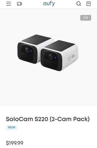 Eufy SoloCam S220 (2-Cam Pack)
دوو دانە لە کامێرای مارکەی Eufy نوێ بەکارنەهاتوو
 بە کوالێتی 2K ڕیکۆرد ئەکات
سەوت ئەبات و سەوتیش ئەهێنێت
تاقە شەمسیە
زاکیرەی ناوخۆی 8 گێگایە
زیرەکی دەسکردی تیایە کە توانای ناسینەوەی مرۆڤ و دەم و چاو و جوڵەی هەیە 

نرخ:- 100,000
ژ.م:- ***********
گەیاندن هەیە بۆ هەموو شارەکان حلبجة, السليمانية
