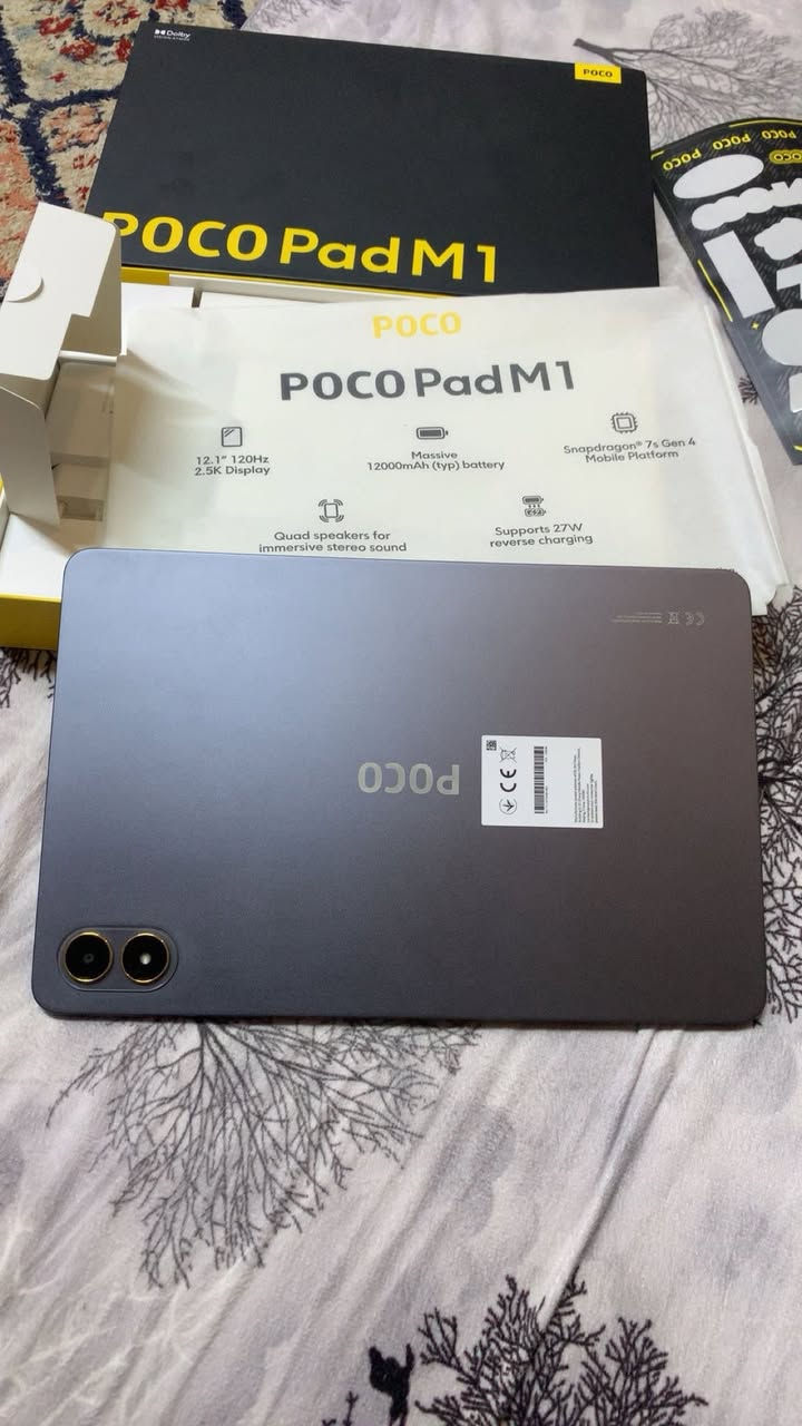 السلام عليكم
Poco Pad m1

المواصفات:

ذاكره 256 

16رام

شاشة كبيرة 12.1" 2.5k ,120HZ  + بطارية عملاقة بحجم 

12000mAh

معالج قوي snapdragon 7s gen4

مع اربع سماعات Dolby Atmos

جهاز نضافه 100 صار شهرين من ماخذه وغراضه كامله

للبيع او مراوي مع لابتوب

ومتواجد ع الواتساب ***********
