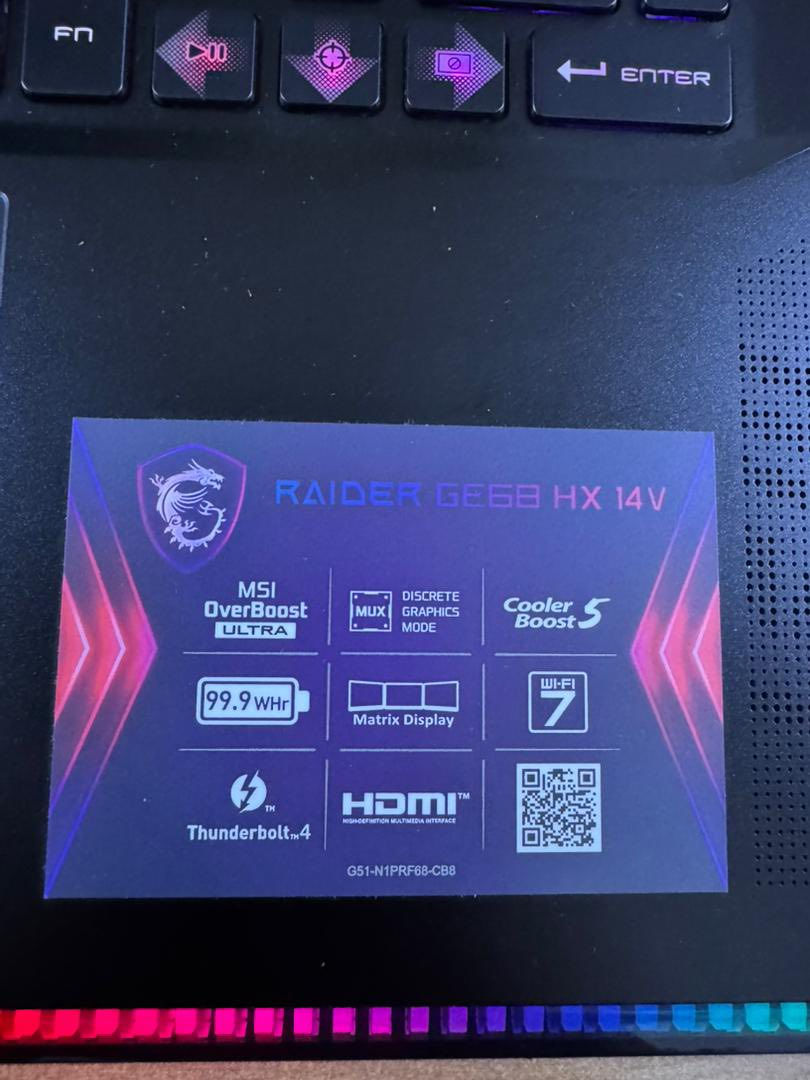 لابتوب
Msi raider 
I9 14900hx
Rtx  4070 140w
Ram 16gb ddr5
1tb gen 4
16 inch FHD 144hz
موجود الكارتونه والشاحنه ، السعر مليون و750

المكان بغداد


**إذا كنت صاحب هذا الإعلان وتريد حذفه لأي سبب، رجاءا أرسل رسالة إلى الدعم الفني**