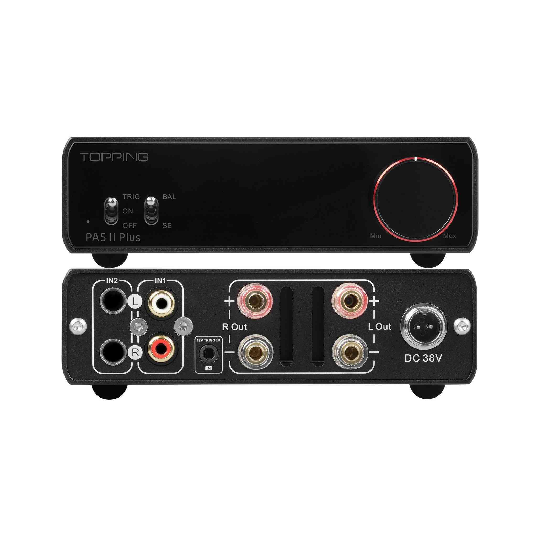 مواصفات TOPPING PA5 II:
النوع: مكبر صوت Stereo Power Amplifier فئة 
التصميم: Fully Balanced
الشريحة الداخلية: TI TPA3255
القدرة:
100 واط ×2 على 4Ω 
تقريباً 65 واط ×2 على 8Ω
خارجي 38V
مميزات الجهاز:
صوت نظيف جداً وشفاف
تحكم ممتاز بالباس
حجمه صغير لكن قوته قوية على أغلب السماعات
سعره العالمي تقريباً بين 180–220 دولار جديد. �


**إذا كنت صاحب هذا الإعلان وتريد حذفه لأي سبب، رجاءا أرسل رسالة إلى الدعم الفني**