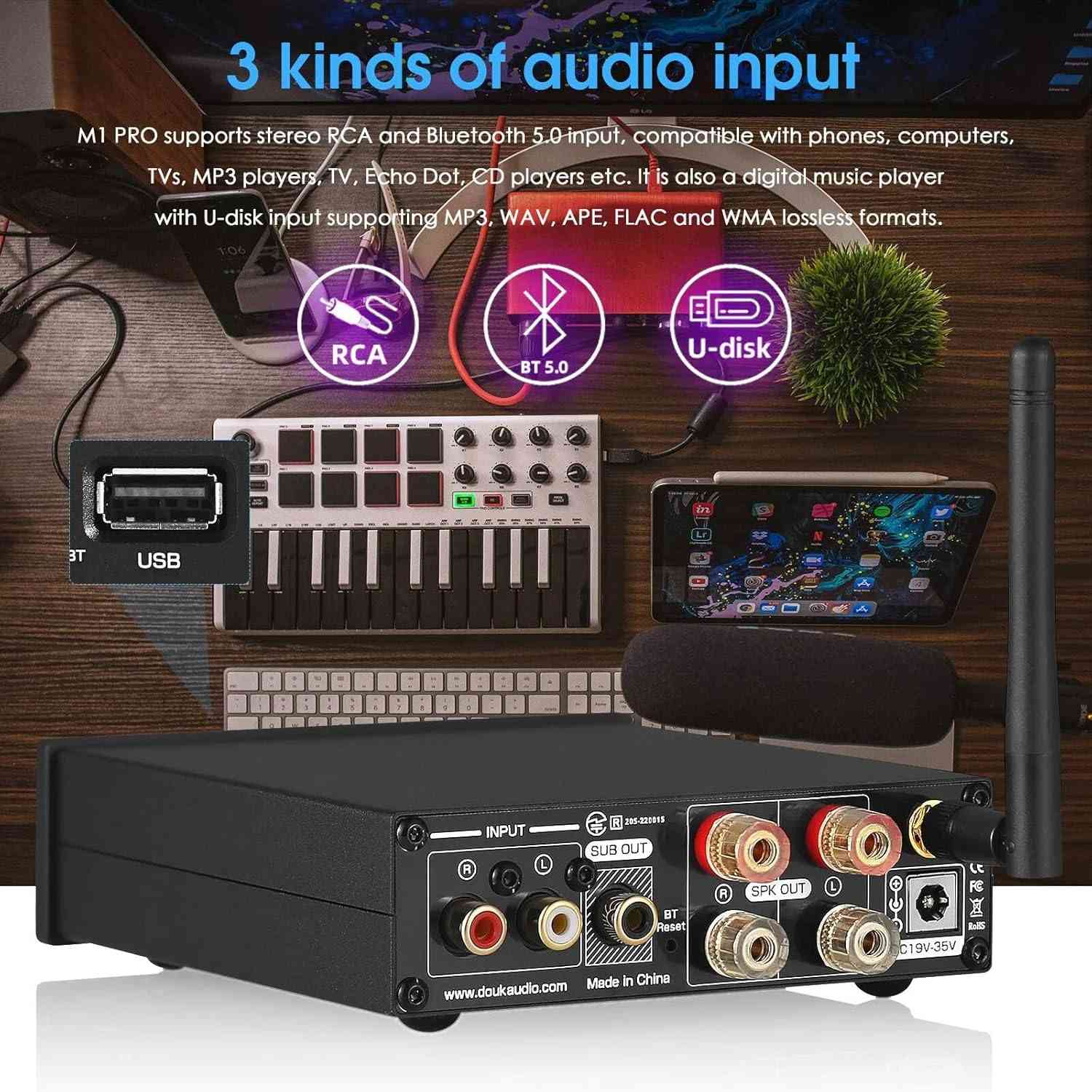 Douk Audio (M1 PRO) 320W!!!
 Bluetooth 5.0 
Hi-Fi Amplifier 2.0 Channel Stereo Receiver 
USB Flash Drive Player  
Passive Speakers Powered Subwoofer
جديد كامل بالباكيت مع المحوله 
أي استفسار راسلني


**إذا كنت صاحب هذا الإعلان وتريد حذفه لأي سبب، رجاءا أرسل رسالة إلى الدعم الفني**