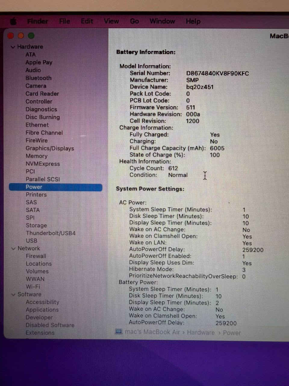 للبيع MacBook Air 2017 امريكي بحالة جيدة 

• شاشة 13 إنج
• معالج Intel Core i7 بسرعة 2.2GHz
• رام 8GB DDR3
• كارت شاشة Intel HD Graphics 6000
• نظام macOS Monterey
• البطارية Condition: Normal
• Cycle Count: 612
• الجهاز شغال ممتاز بدون مشاكل وبي ضربة بسيطة على الجانب ما مأثرة على شي
• ويا الشاحن الاصلي

السعر: 350 الف
مكاني:اربيل-موصل أربيل, العراق


**إذا كنت صاحب هذا الإعلان وتريد حذفه لأي سبب، رجاءا أرسل رسالة إلى الدعم الفني**