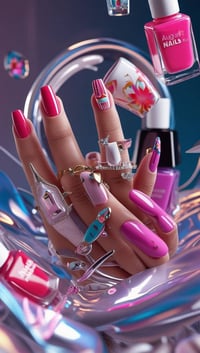 أظافر أكريليك • من البيت • رسومات حسب الطلب