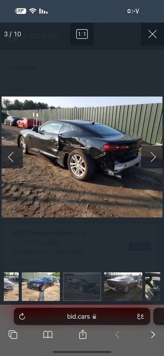 كمارو موديل ٢٠٢٠ كير عادي ٤ سلندر كير محرك كفاله ضربتها بس جاملق خلفي وشوي من الباب ولباقي كفاله ب١٣٠ وبيها مجال قليل مواصفات rsسيارة جديدة كلش  مكاني البصرة ‭0788 293 5901‬
