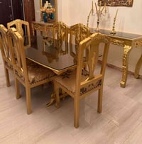 طاولة ٦ كراسي • لوح زان • شبه جدد