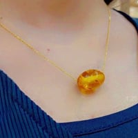 قلادة كهرمان • ذهب برازيلي • طلاء ثابت