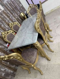 ميز طعام • ٦ كراسي • ذهبي