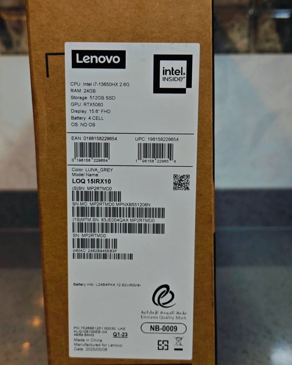 🔥🔥وصل حديثا الى مكتب الباحث للحاسبات  🔥🔥
  لابتوب Lenovo loq 15irx10🐎
ملاحظة الابتوب منصب علي ويندوز 11 برو اصلي  💯
جديد بسعر مستخدم 🔥🔥
السعررررررر 1،300،000 يعني مليون وثلاثمائة الف 
المواصفات 
Cpo intel 17 _13650(hx) 2.6
Ram 24GB DDR5
SSD 512 NVME
Gpu: Nvidia rtx 5060 (8g) 100w
DISPLAY :15.6" FHD(1920*1080)IPS 144 HZ
COLOR  Grey 

العنوان : موصل /مجموعة الثقافية/ قرب مطعم زكور 
الطابق الأول ، فوق مكتبة المعرفة 
***********
***********
