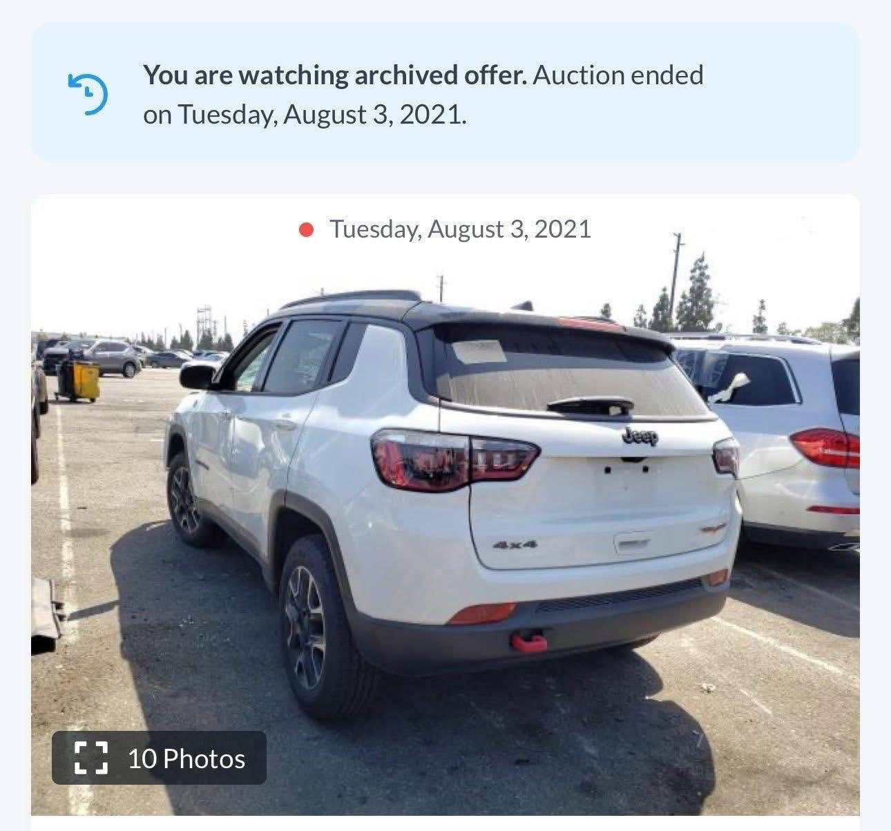 JEEP COMPASS 2020
جيب كومباس  2020
مواصفات تريل هوك 
فول بس بدون فتحه
سقف اسود
ماشيه 66000 الف 
الضرر بونيت وجاملغ
ارباك سستم 
السعر: 11000$ (110) ورقة 
للمزيد من المعلومات :  ***********
مكاني بغداد/ حي العامل
