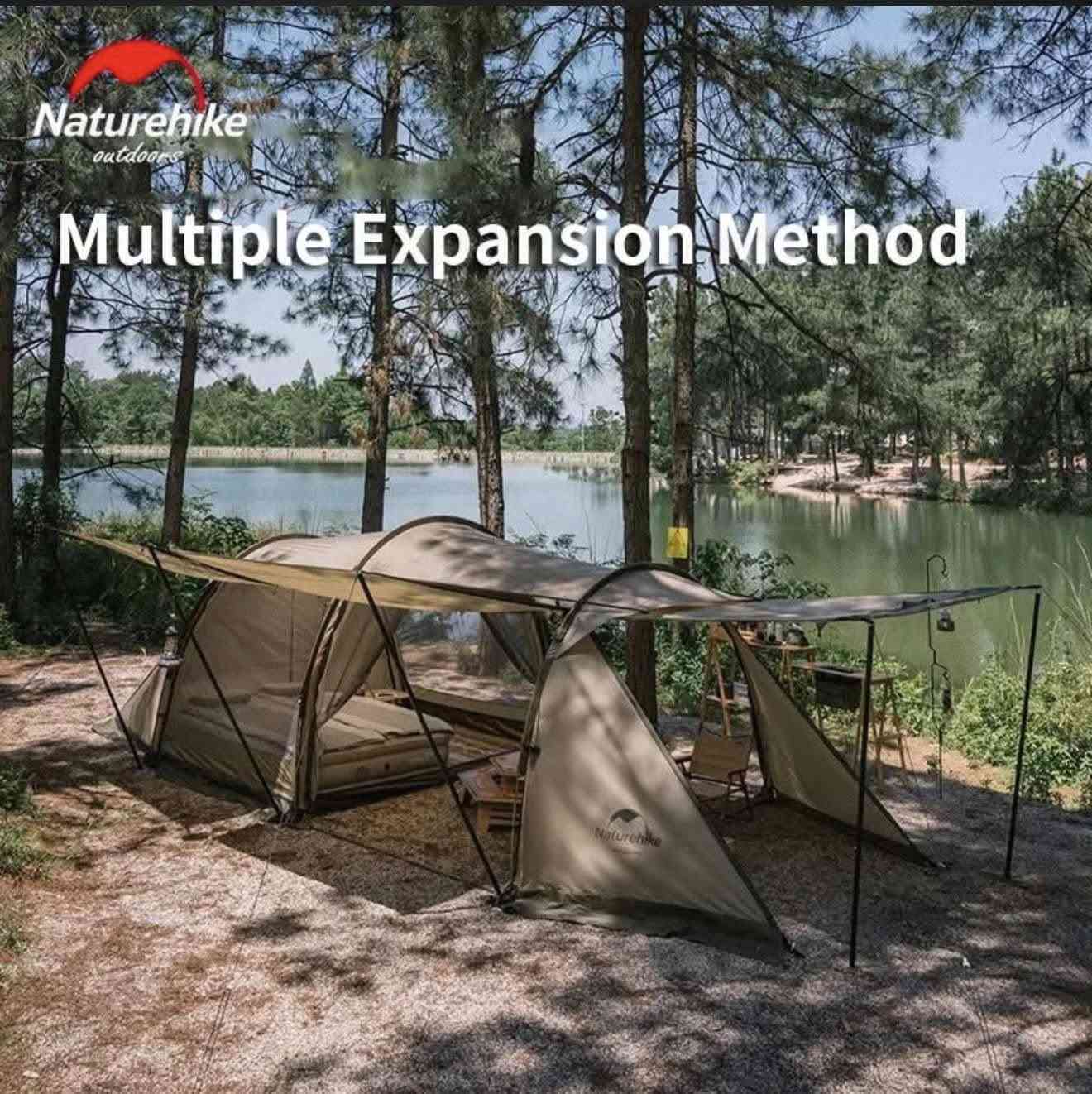 السلام عليكم للبيع خيمة من ماركة Naturehike Aries Alpha Tunnel Tent  اللون زيتوني 
(طراز NH22YW004)، وهي خيمة نفقية عائلية فاخرة ومترامية الأطراف مصممة لتتسع لـ 4 إلى 6 أشخاص. 
تتميز بمساحتها الداخلية الضخمة ونظامها العملي الذي يقسم المساحة إلى غرفة نوم وصالة جلوس واسعة.
الأبعاد الهيكلية الأبعاد عند النصب: الطول 770 سم × العرض 280 سم × الارتفاع 210 سم.
أبعاد الحقيبة : 68 سم × 38 سم × 38 سم.
الوزن الإجمالي: حوالي 19.3 كجم (شاملاً الخيمة وجميع ملحقاتها وحقيبة التخزين).
خامة القماش الخارجية: بوليستر 210T متين ومقاوم للتمزق.
مستوى مقاومة الماء: PU2000mm، مما يجعلها قادرة على الصمود بامتياز في ظروف الأمطار الغزيرة والمتوسطة.
الحماية من الشمس: تدعم تقنية UPF50+ لحجب الأشعة فوق البنفسجية الضارة وتقليل الحرارة الداخلية.
تواصل خاص او *********** واتساب
