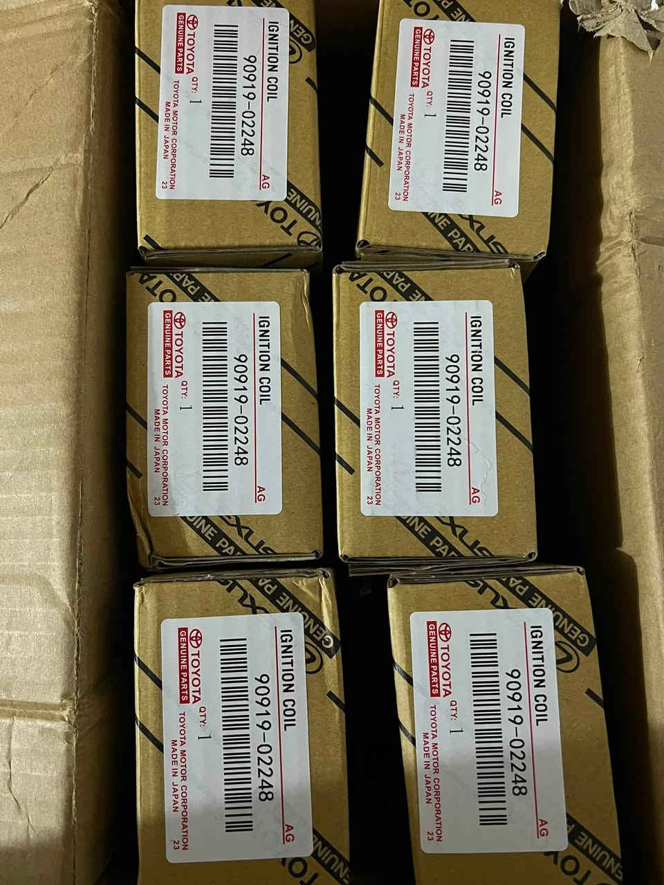 Coil) 

أصلي من شركة تويوتا.يحمل القطعة رقم 90919-02248 ومصنوع من قبل شركة دينسو (Denso) في اليابان.يستخدم في طرازات سيارات تويوتا ولكزس المختلفة، مثل كامري، لاند كروزر، وبرادو

العدد 6 قطع 

سعر القطعه 40 الف

متوفر توصيل 🚚 الى جميع المحافظات 

***********
