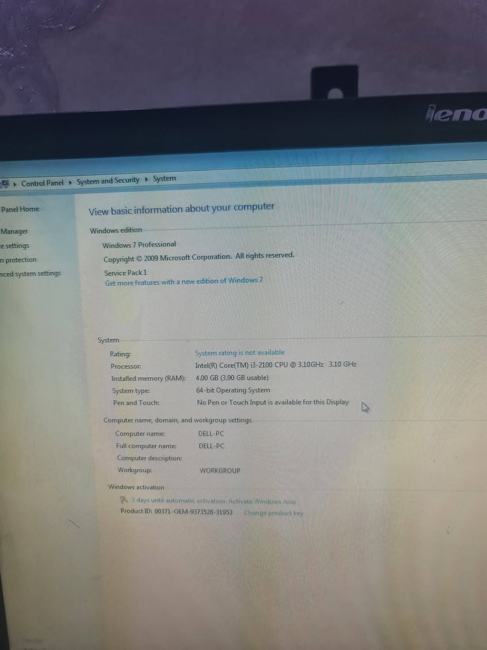 I3 _2100 3.10Ghz
Ram. 4 
Hdd500 
بسعر ١٠٠ الف مع الشاشه وبيها مجال بسيط مكاني ميسان  
واتساب ***********
