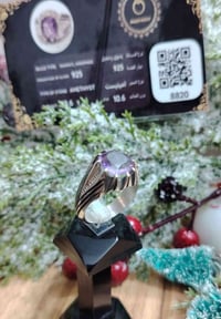 خاتم من حجر الجمشت الافريقي الطبيعي صياغة يدوية ثقيلة فضة عيار ٩٢٥ مع ...