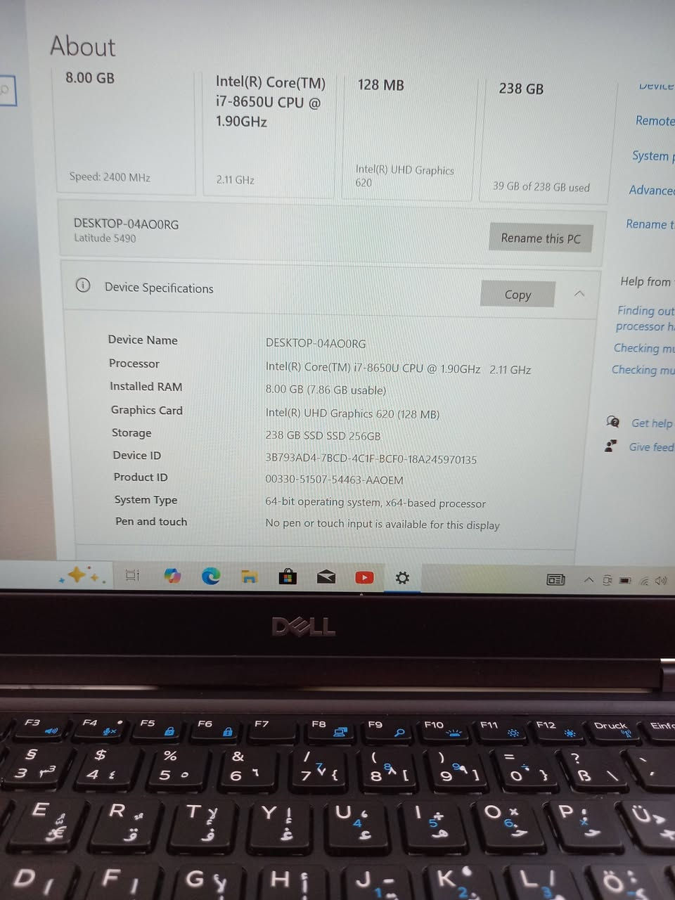 لابتوب دل dell 5490
المعالج كور اي 7 الجيل 8
الهارد    256 ssd 
الرام 8.  ddr4 
كارت الشاشة  4  شير 
حجم الشاشة  14 
الشاحنة اصلية 
يحتوي على منفذ تايب سي للشحن او نقل البيانات
نظام التشغيل ويندوز 10 عربي انكليزي 
الملحقات شاحنة وجنطة 
السعر  250
***********
***********
يوجد توصيل

متوفر 
تتوفر مجموعة لابتوبات بأسعار مناسبة ومواصفات مختلفة
