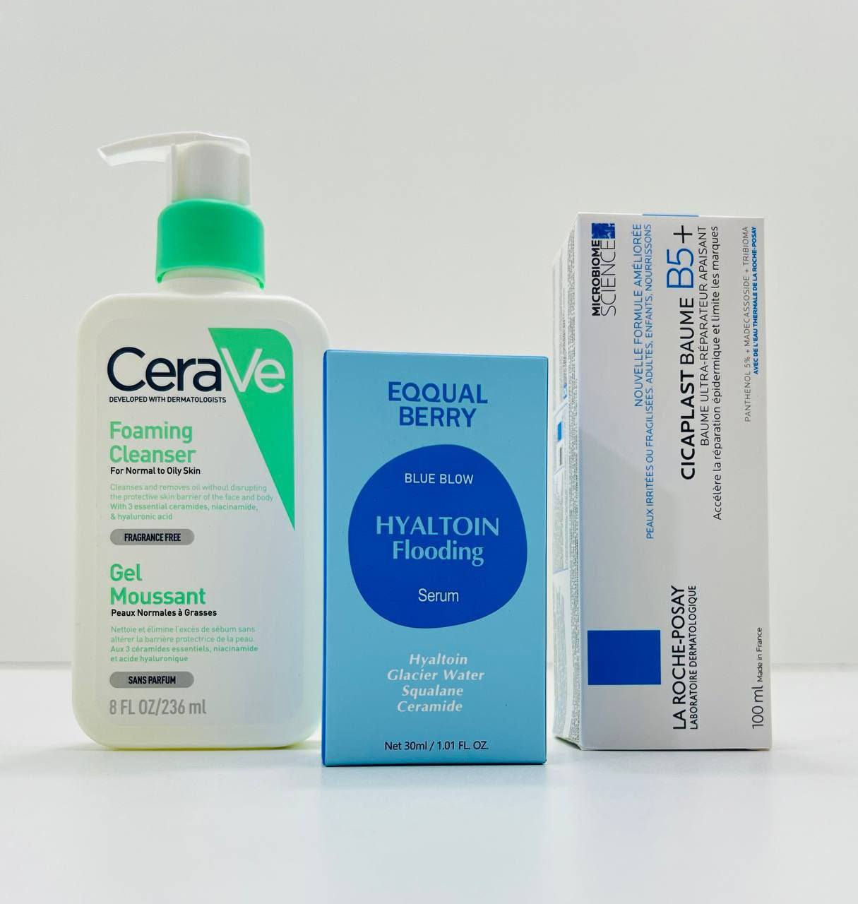 ✨ روتين عناية متكامل لبشرة نظيفة ومرتبة ✨
🧴 غسول  سيرافي CeraVe Foaming Cleanser
ينظف البشرة بعمق ويزيل الدهون الزائدة بدون ما يسبب جفاف 💚
مثالي للبشرة العادية إلى الدهنية، وخالي من العطور.
يحتوي على السيراميدات + النياسيناميد لدعم حاجز البشرة.
🤍  سيكا  مرمم مرهم La Roche-Posay Cicaplast Baume B5+
يعالج التهيج والاحمرار ويهدئ البشرة بسرعة 🌿
يرطب بعمق ويصلح الحاجز الجلدي، مناسب بعد التقشير أو الليزر.
💧 سيروم Hyaltoin Flooding – Blue Berry
ترطيب قوي وفوري يمنح البشرة امتلاء ولمعة صحية ✨
قوام خفيف سريع الامتصاص، مناسب للاستخدام اليومي.


**إذا كنت صاحب هذا الإعلان وتريد حذفه لأي سبب، رجاءا أرسل رسالة إلى الدعم الفني**