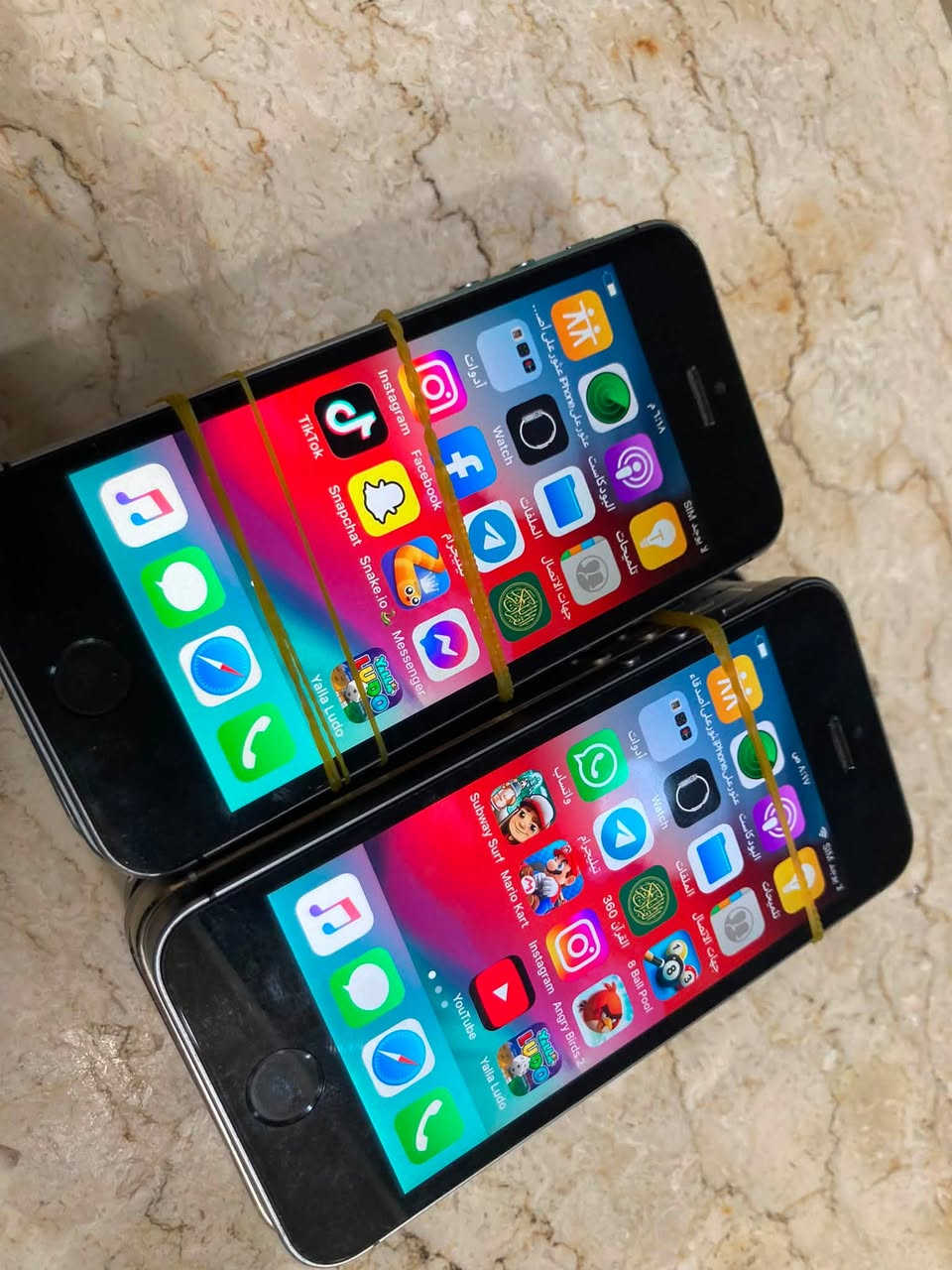 ايفونات
ايفون 4 شغال واي فاي سيم كارت عدد 2

ايفون 5s عدد 10شغال فقط واي فاي قافل شبكه اتصال نظافه عاليه شغال بصمه ذاكره 16 القطعه ب 60 الف 

ايفون 7 شغال واي فاي سيم كارت مع كارتونه ذاكره 128 كامرات فقط واكفه السعر 85

ايفون 7 قافل ايكلود يباع شاشه بطاريه قطع غيار 45

ايبودات نظيفه جدا القطعه 35

ايفون 5se شغال واي فاي صرف بالشحن السعر45

ايفون 6s شغال واي فاي فقط يصرف شحن السعر 45

ايفون SE الجيل الثاني قطعتين ابيض بي ضربه شغال واي فاي سيم كارت 150

ايفون SE الجيل الثاني اسود شغال واي فاي فقط قافل شبكه نظيف جدا السعر 140

ايفون 8 شغال واي فاي سيم كارت لمس يخربط شوي 70الف

ايبودات شغالات جيل اول ثاني ثالث قطعه 15 الف

ايبود نظيف جدا حيل اول ثاني ثالث القطعه 35 الف 

للحجز خاص او واتساب ***********

يوجد توصيل
