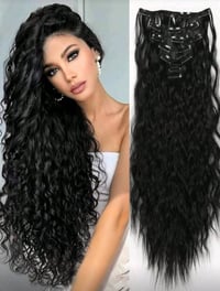 امتدادات شعر • أسود ٢٢ بوصة • ١٦ مشبك ٧قطع