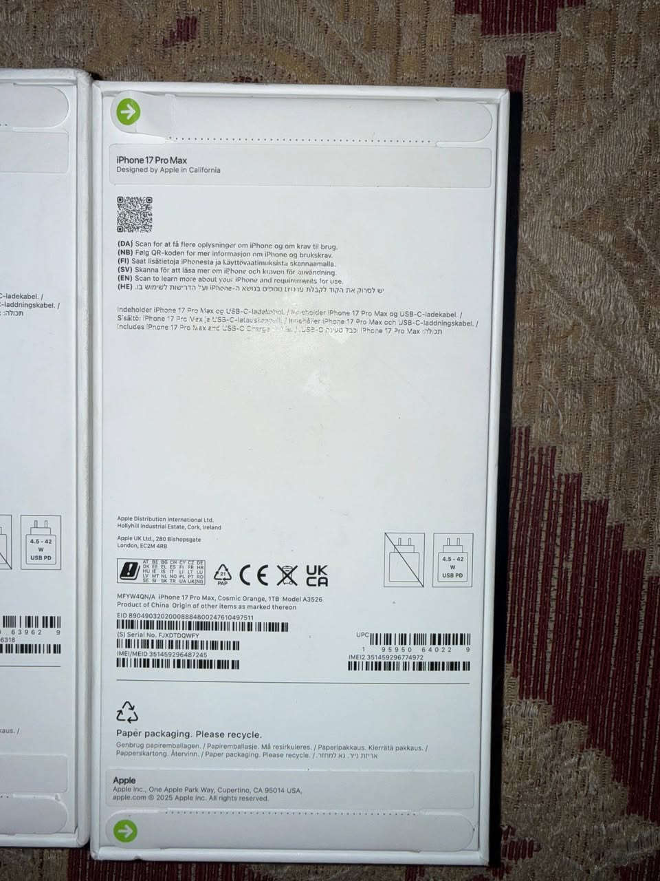 📱 للبيع – iPhone 17 Pro Max 📱
✅ جديد بالكامل (غير مفتوح من الكارتون) ✅ متوفر بسعتين: 🔹 1 تيرابايت (1TB) 🔹 512 جيجابايت (512GB)
📦 الأجهزة أصلية التفاصيل والمواصفات موضحة بالصور
للاستفسار والحجز: 📞 ***********
