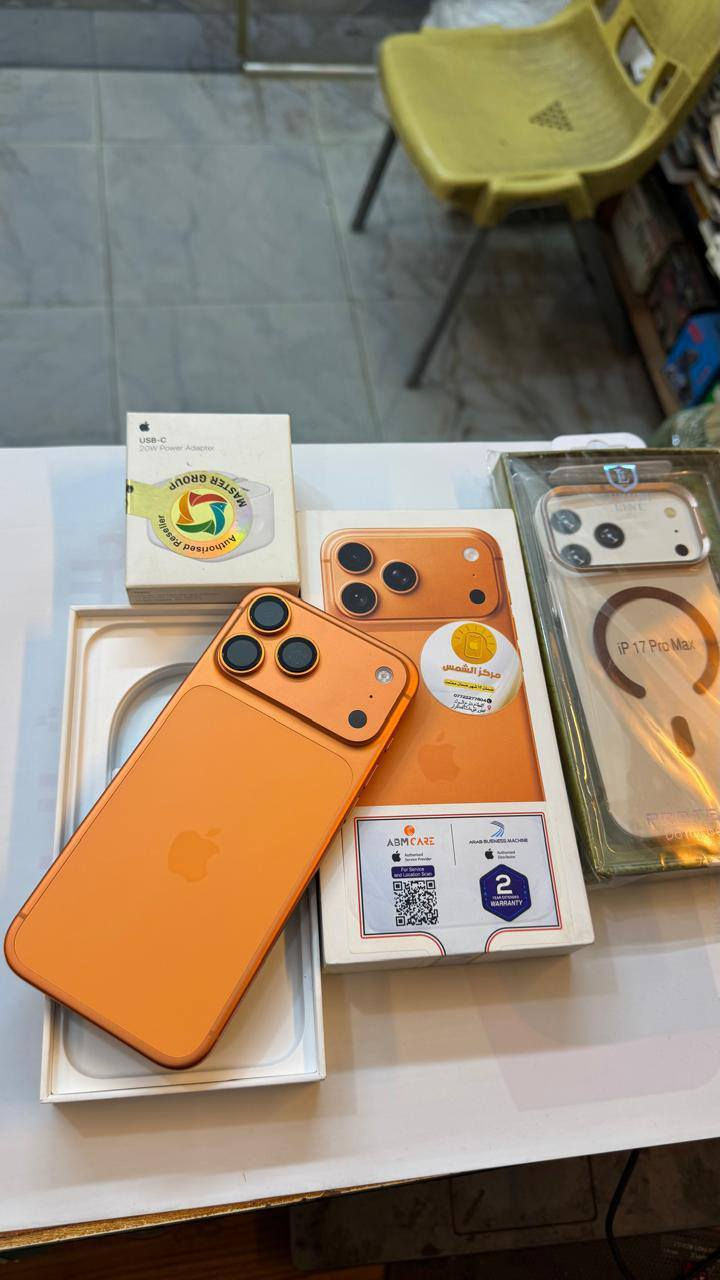 ايفون 17 برو ماكس 256
بطارية 100‎%‎
نضافة 100‎%‎
مشحون 47 مرة 
 فقط مفتوح من كارتون
ضمان شركة ABM
ضمان الوكالة سنتين 
كامل ملحقات الاصلية 
استخدام قليل
***********
العنوان : العماره قطاع 28 شارع السوك مجاور عوينات الكرار مركز الشمس 
من تروح للمحل كول من طرف زهراء ♥️
