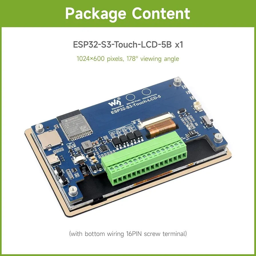 متوفر شاشة احترافية 
Waveshare ESP32-S3 5inch Capacitive Touch  Display Development Board, 5-Point Touch, 32-Bit LX7 Dual-Core Processor, Support Wi-fi & BLE, with Onboard Antenna, 1024x600 Display   جديد . للاستفسار على الخاص Resolution


**إذا كنت صاحب هذا الإعلان وتريد حذفه لأي سبب، رجاءا أرسل رسالة إلى الدعم الفني**