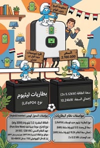 منظومة مستعمله للبيع بطاريات عدد 2 كل بطاريه سعة 5 كيلوا واط وانفيرتر ...