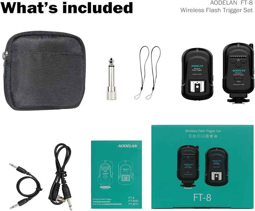 نوێیە بۆ زۆربەی کامێراکان دەبێت 
ئەوەش مواسەفاتەکانیەتی

*) 8 Channels Range to 200m - AODELAN Wireless Flash Trigger Set used 2.4 GHz Frequency, 8 channels, communication range up to 650' / 200m, max flash sync speed of up to 1/250s.

*) Working for all most Speedlite and Cameras - Compatible with all most flash Units with Universal Hot Shoe (except Sony flashes) and cameras with 3.5mm port. Such as for Canon, Nikon, Yongnuo, Godox, Panasonic, Olympus, Pentax and FUJIFILM speedlite and cameras.

*) Transmitter can rotating 90° low adjustment - The transmitter's tilting joint allows it to be mounted vertically or horizontally onto your camera's hot shoe.

*) Wired and Wireless Remote Shutter- Wired and wireless shutter release functions. An included 3.5 to 3.5mm sync cable connects the trigger to a studio flash. 

*) A 3.5mm to PC plug adapter is also included for flashes with a 1/4" mono plug socket.

*) Internal antenna and LED indicators, easy to set السليمانية, العراق


**إذا كنت صاحب هذا الإعلان وتريد حذفه لأي سبب، رجاءا أرسل رسالة إلى الدعم الفني**