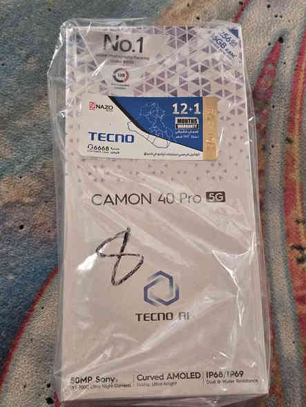 تلفون.  camon 40 pro 5g جديد مستخدم اسبوع فقط كامل ملحقات السعر 300 وبيه مجال قليل ما تشتري لا تكسر بسعر *********** المجر الكعبي
