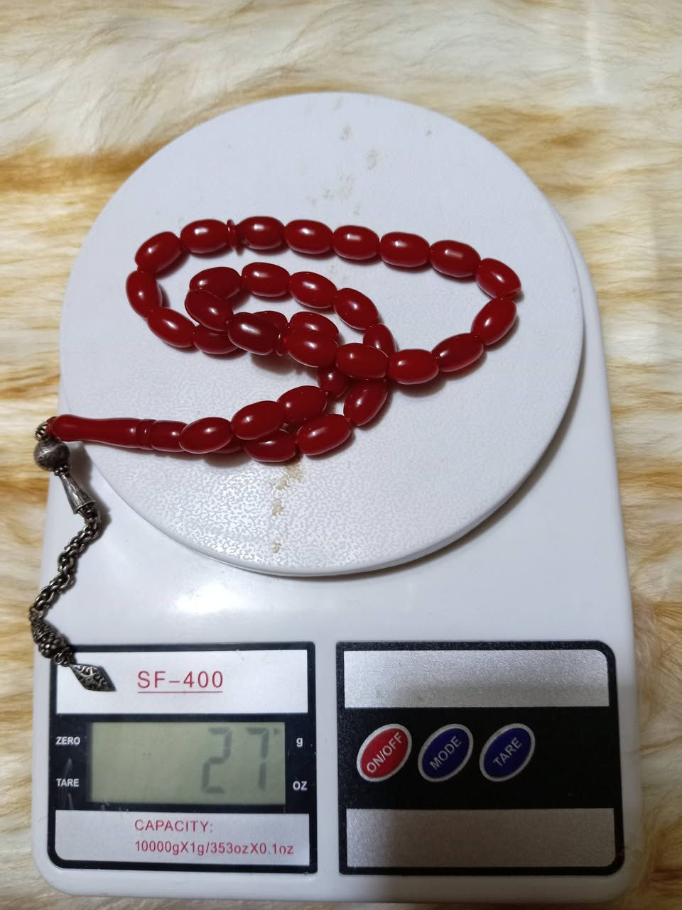 يا الله سندلوس الماني خراطه بيت عنوز قديم انتيك 33 حبه عطاب كركوشه فضه ***********مقاس الحبه 9 ملم في 14 ملم
