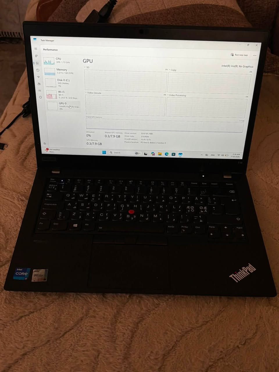 السلام عليكم لينوفو T14للبيع
كوراي 7جيل 11
رامات 16DDR4
الهارد 256SSD 
نظافه كلش عاليه بي بصمه اصبع ووجه 
كرت الشاشه xe 8GB 
حجم الشاشه 14 FHD IPS
***********
