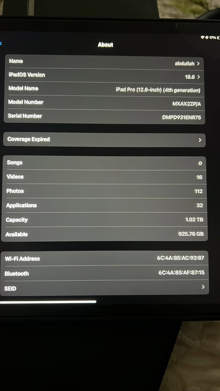 ايباد 11 برو للبيع
ذاكرة 1 تيرا

حجم 12.9 انش

بطارية بلثمانينات

120 فريم

نضيف الجهاز 

السعر 725


**إذا كنت صاحب هذا الإعلان وتريد حذفه لأي سبب، رجاءا أرسل رسالة إلى الدعم الفني**