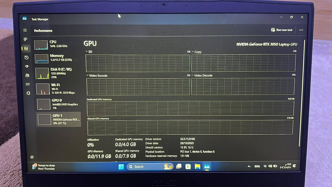 سلام عليكم شباب لاب توب كيمنك للبيع
للتواصل 0770 065 4737

المعالج (CPU): Intel Core i5-11400H

كرت الشاشة (GPU): NVIDIA
GeForce RTX3050 4 VRAM

الرام (RAM): 16GB

بتردد 3400

التخزين:

500GB SSD
