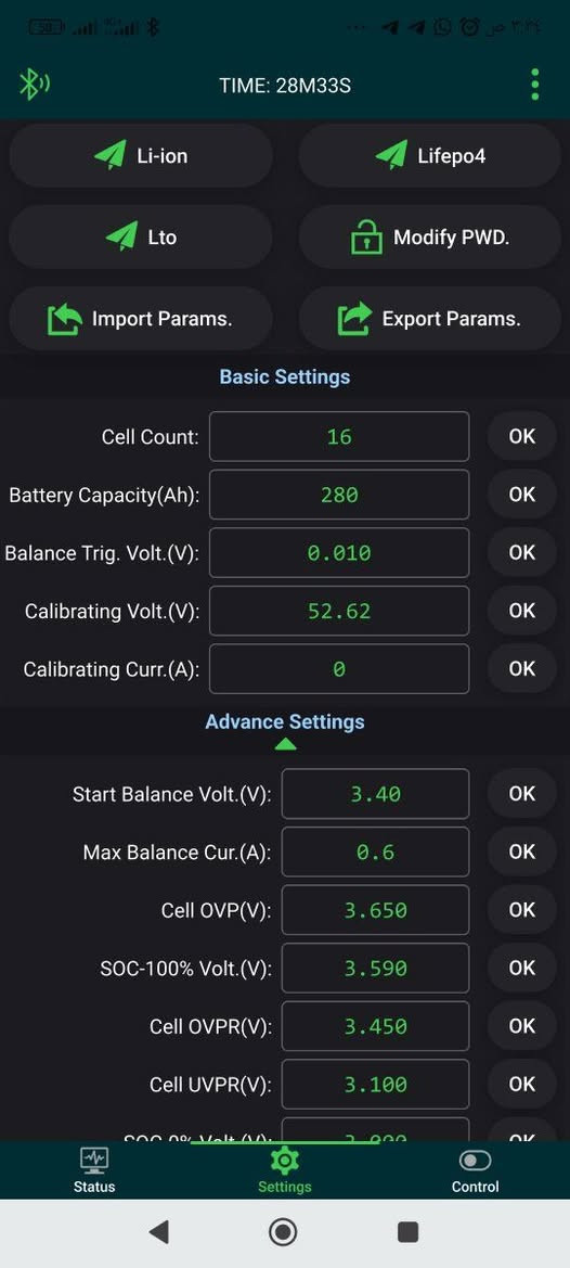 بسم الله وعلى بركة الله..
 تم عمل بطارية 14.8kw للعمل مع الخلايا الشمسية.
بعد ان جرب الاخوة البطارية الاولى بنفس المواصفات لمدة شهر وكان تزودهم ب 5 امبير لمدة ١٤ ساعة (طوال فترة الليل ) ومع ذلك لا ينفذ منها الشحن بل تعود لتشحن من الطاقة الشمسية في النهار..
تم طلب بطارية ثانية وتم تزويدهم بها بنجاح 
ملاحظة: تم وضع BMS 60 A بناءا على الاتفاق مع الزبون لان سحبه منخفض ولمدة ١٤ ساعة وكذلك لانه كان مستعجل وكان المتوفر ٦٠ امبير مناسب لسحب اكثر من ١٠ امبير وبما انه 5 امبير فهذا يجعل العملية ناجحة مع توفير بعض المال للزبون بسبب فرق السعر


**إذا كنت صاحب هذا الإعلان وتريد حذفه لأي سبب، رجاءا أرسل رسالة إلى الدعم الفني**
