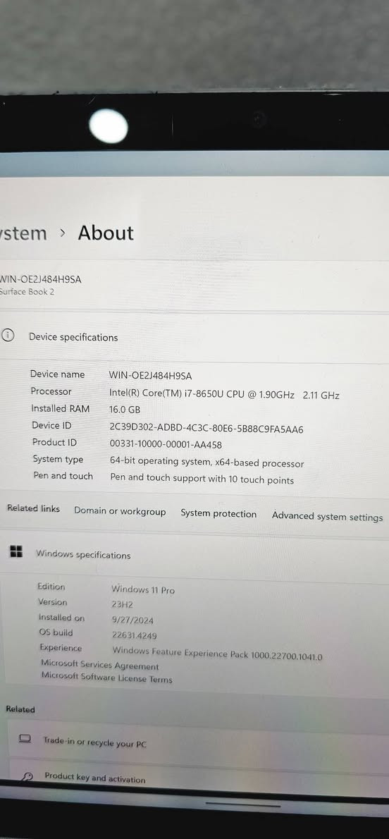 Surface book 2  جمال سيرفس بس يمنا🙂‍↕️🤝🏻🔥. Core i 7 جيل ثامن ✨
Ram 16🔴
SSD 512🔥
حالة الجهاز✨: 
مبدل بطارية جديدة ✅

تاب فقط 🌼
شغال كامل 🔥
اللمس ممتاز👌🏻
السعر💰: 250 الف مع توصيل 
يرجى المراسله على الخاص او على الرقم
 ***********
متوفر
 Surface book 🔴
Surface pro 🔴
Surface Laptop🔴.....
