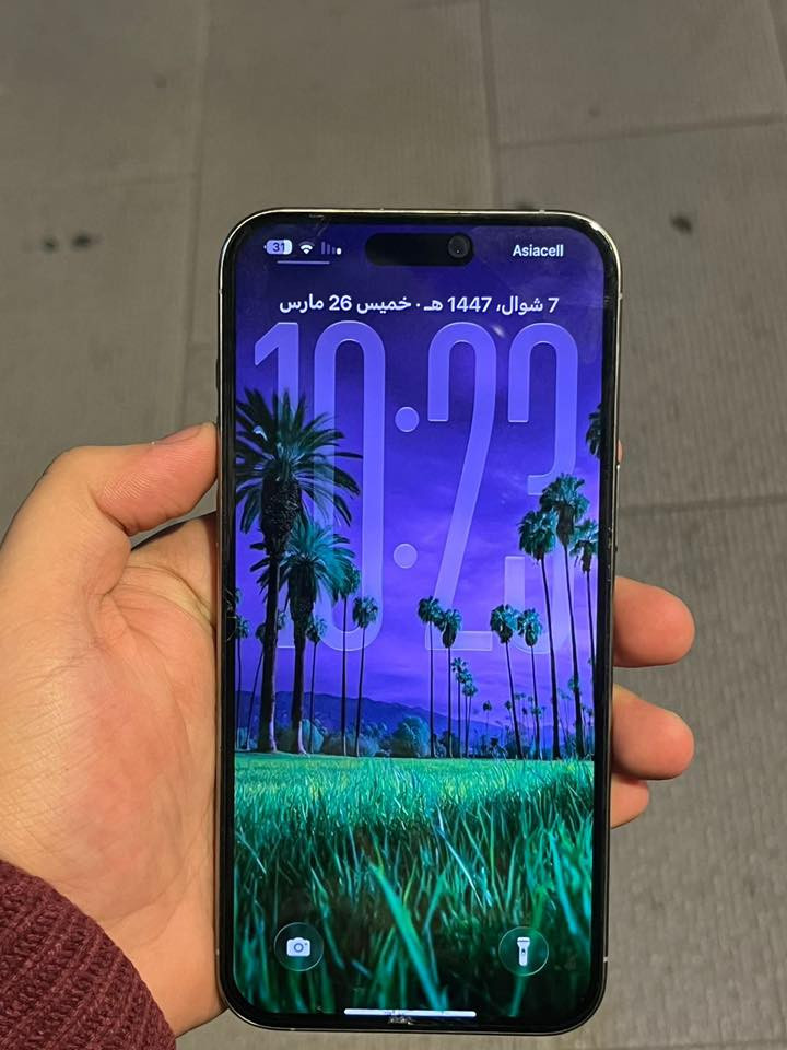 ايفون 15برو ماكس ذاكره 256بطاريه88%‎جهاز اخو جديد زلغ واحد مابي وتر بروف جهاز نضيف عربي شرق اوسط اصلي ضمان ماستر اصلي لا مفتوح ولا مصلح ملحقات كامله ضمان 5ايام  
سعر 1075الف قفله من الاخير 
كركوك 

***********
