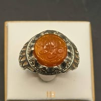 خاتم رجالي • عقيق يماني • منقوش علي ولي الله