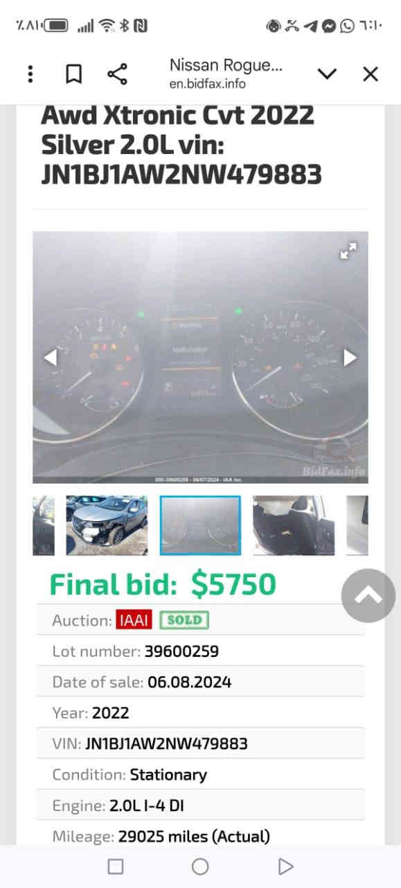 السلام عليكم 
للبيع 
نيسان روج موديل 2022 محرك 2000 سبورت مرقمه اربيل دولي باسم البايع شرط التحويل والوكاله ماشيه 50 الف 
قطعه وحده چاملق الامامي جهه السايق فقط السياره نظيفه مال جناي 
صور الضرر مرفق بالمنشور 
عنوان السياره الشرقاط الساحل الايسر قريه سديره 
السعر 175 وبيها مجال 
للاستفسار الاتصال على الرقم التالي 
‏‪0782 498 9510‬‏
