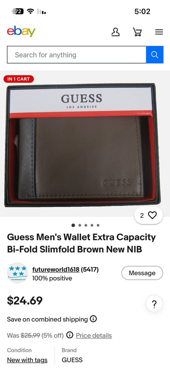 محفظة جلد طبيعي This is a Guess Men's Brown Leather Walle للاستفسار والحجز واتساب *********** يوجد خدمة توصيل
