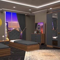 طقم شبابي سيمات • سرير ٩٥×١٩٥سم • كنتور ٢٢٠سم